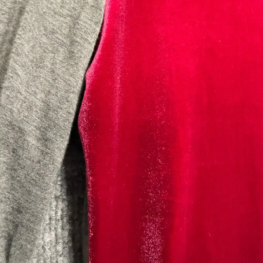 Sundance Size Medium Dulcet Tones Velour‎ Top Red Gray Colorblock Ruched Sleeves - Picture 4 of 8